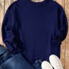 Women's Navy Blue Solid O Neck High Low Hem Pullover Sweatshirt - Casual and Comfortable - Image 6