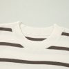 Women's Brown Stripe Short Sleeve Sweater Tee with Side Slits - Image 6