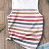 Women's Red Stripe Rainbow Sleeveless Round Neck Tank Top - Casual Summer Style - Image 6