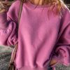 Women's Bright Pink Sherpa Oversized Drop Shoulder Sweatshirt - Image 3