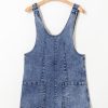 Women's Dusk Blue Sleeveless U Neck Denim Romper with Pocket - Image 7