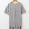 Women's Gray Solid Color Waffle Knit T-Shirt and Shorts Set - Casual Chic Two Piece Outfit - Image 11