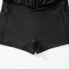 Women's Black Solid Pocketed Crossover High Waist Swim Skort - Image 20