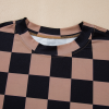 Women's Light French Beige Checkmate Boyfriend Casual Tee - Stylish Checker Pattern - Image 11