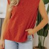 Women's Orange Solid Color Split V Neck Short Sleeve Sweater - Casual Chic - Image 8