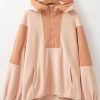 Women's Oversized Sherpa Hoodie with Half Zip and Colorblock Design - Image 4