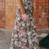 Women's Brown Floral Print High Waist Maxi Skirt - Elegant Flowy Design - Image 4