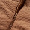 Women's Coffee Corduroy Stand Neck Zip Puffer Vest - Image 9