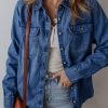 Women's Sky Blue Flap Pocket Button Up Denim Shacket - Stylish Casual Outerwear - Image 3