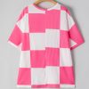 Women's Plus Size White Textured Checkerboard Round Neck T-Shirt - Casual Summer Style - Image 7