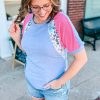 Women's Sky Blue Leopard Print Colorblock Plus Size T-Shirt - Casual and Cozy - Image 4