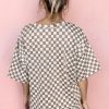 Women's Brown Checkered Top and Shorts Casual 2-Piece Set - Image 3