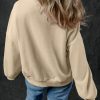 Women's Smoke Gray Zip-up Stand Neck Kangaroo Pocket Sweatshirt - Image 2