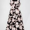 Women's Black Floral Cutout Square Neck Knot Back Sleeveless Maxi Dress - Image 11