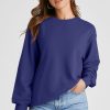 Women's Navy Blue Drop Shoulder Crewneck Pullover Sweatshirt - Cozy & Casual - Image 7