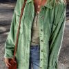 Women's Mist Green Corduroy Patched Pocket Button Up Shacket - Image 5