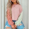 Women's Multicolour Corded Colorblock Patchwork Drop Shoulder Long Sleeve Top - Image 3