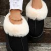 Women's Black Plush Suede Trim Thick Sole Flat Snow Boots for Ultimate Comfort - Image 2