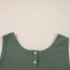 Women's Vineyard Green Buttoned Drawstring Waist Sleeveless Wide Leg Jumpsuit - Image 15