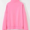 Women's Bonbon Pink Zip-up Stand Neck Kangaroo Pocket Sweatshirt - Image 9