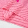 Women's Pink Bow Pattern Drop Shoulder Loose Fit Sweater - Cozy Winter Knit - Image 11