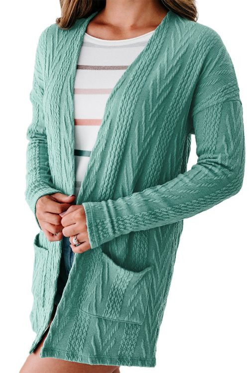 Women's Canton Solid Textured Open Front Cardigan with Pocket