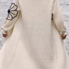 Women's Beige Embroidered Drop Shoulder Open Front Duster Cardigan - Image 5