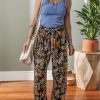 Women's Multicolour Floral Shirred High Waist Wide Leg Pants with Adjustable Tie - Image 7