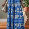 Women's Blue Floral Print Wide Leg Sleeveless Jumpsuit - Perfect for Summer Vacations - Image 6