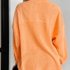 Women's Grapefruit Orange Solid Color Textured High Low Long Sleeve Top - Image 5