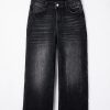 Women's Carbon Grey High Waist Flared Jeans with Mineral Wash and Raw Hem - Image 3