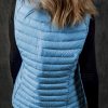 Women's Sky Blue Plush Collared Quilted Zipped Puffer Vest for Winter Style - Image 4