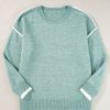 Women's Moonlight Jade Colorblock Contrasting Edge Crewneck Sweater - Stylish and Warm - Image 9