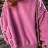 Women's Bright Pink Sherpa Oversized Drop Shoulder Sweatshirt - Image 2