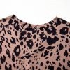 Women's Brown Leopard Print V Neck Half Sleeve Oversized Tee - Bold & Chic - Image 11