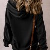 Women's Black Fleece Lined Kangaroo Pocket Hoodie - Image 2