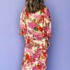 Women's Pink Floral Allover Print Open Front Belted Duster Kimono - Image 2