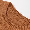 Women's Camel Round Neck Textured Knit Sweater Vest for Casual and Formal Wear - Image 8