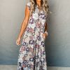 Women's Sky Blue Floral Sleeveless Wide Leg Jumpsuit with Pockets - Image 7