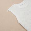 Women's White Solid Color Eyelet Knit Crew Neck Sweater Vest - Stylish and Comfortable - Image 12