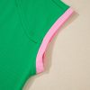 Women's Bright Green Two Tone Contrast Textured Crewneck Tee and Shorts Set - Image 19