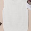 Women's White Solid Color Eyelet Knit Crew Neck Sweater Vest - Stylish and Comfortable - Image 11