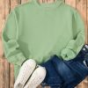 Women's Smoke Green Solid Drop Shoulder Fleece Lined Sweatshirt - Image 7