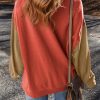 Women's Gold Flame Two Tone Patchwork Drop Shoulder Pullover Sweatshirt - Image 3