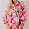 Women's Rose Abstract Print Ruffled Puff Sleeve Shirt - Image 6