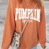Women's Orange PUMPKIN Spice Corded Crewneck Sweatshirt - Image 9