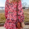 Rose Rose Free-Spirited Abstract Printed Long Sleeve Ruffled Mini Dress - Image 8