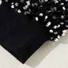Women's Black Sequined Long Sleeve Crew Neck Cropped Blouse - Image 13