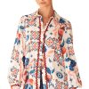 Women's Multicolour Western Printed Ric Rac Bishop Sleeve Button Up Shirt - Image 8