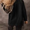 Women's Classic Black Denim Jacket with Lapel Collar and Side Pockets - Image 3